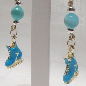 No596 Handmade earrings with enameled shoes silver charms